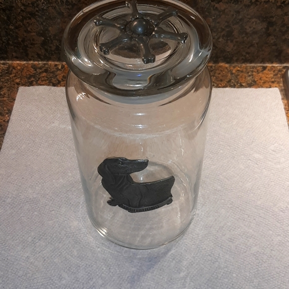 Mason Jar with Dachshund Dog Metal Design Seals about 7 inch high - Picture 2 of 4